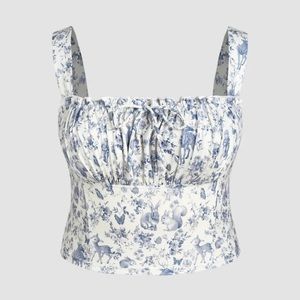 Curve & Plus Jersey floral knotted tank top